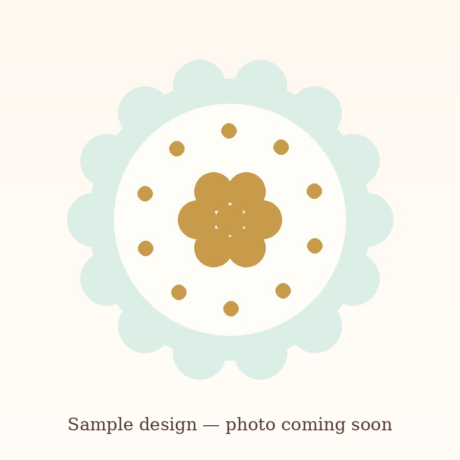 Custom sugar cookie sample — cream set with mint and gold piping