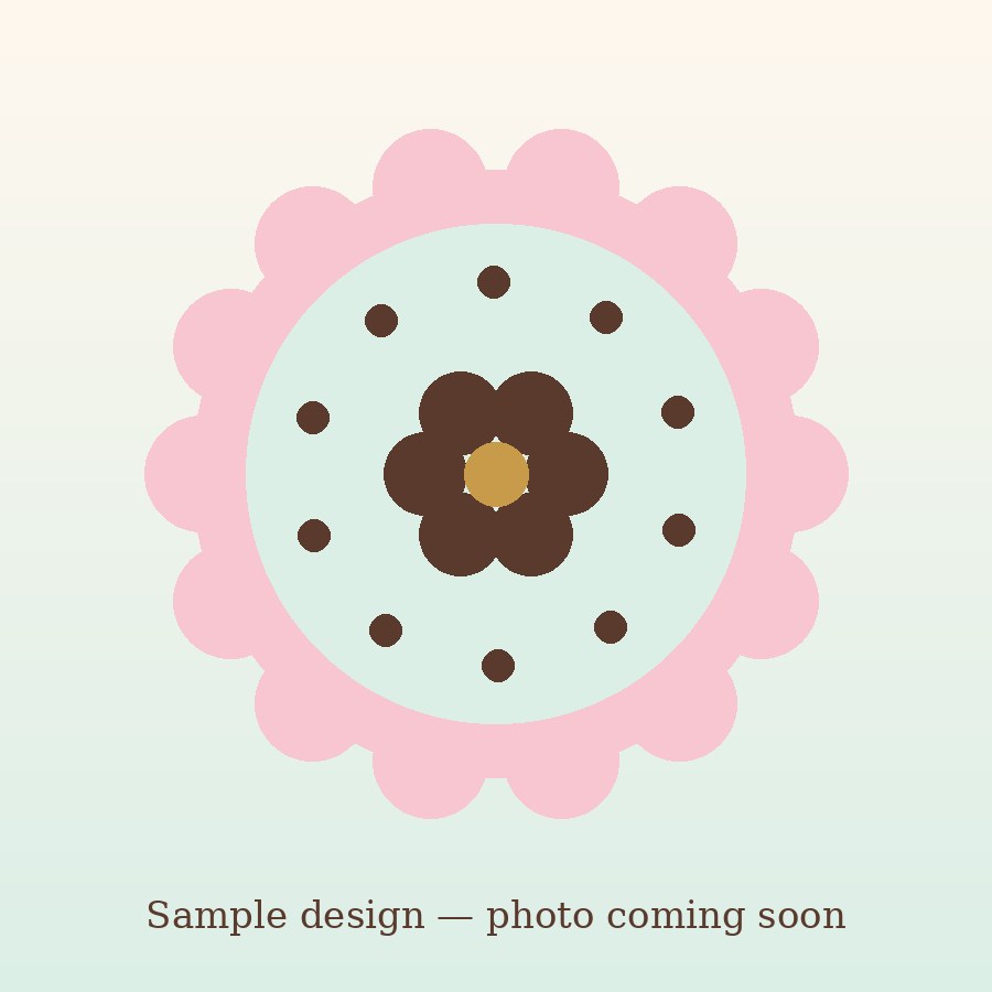 Custom sugar cookie sample — mint iced set with cocoa piped details